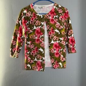 Talbots Rose Floral Lightweight Cardigan, Sz P